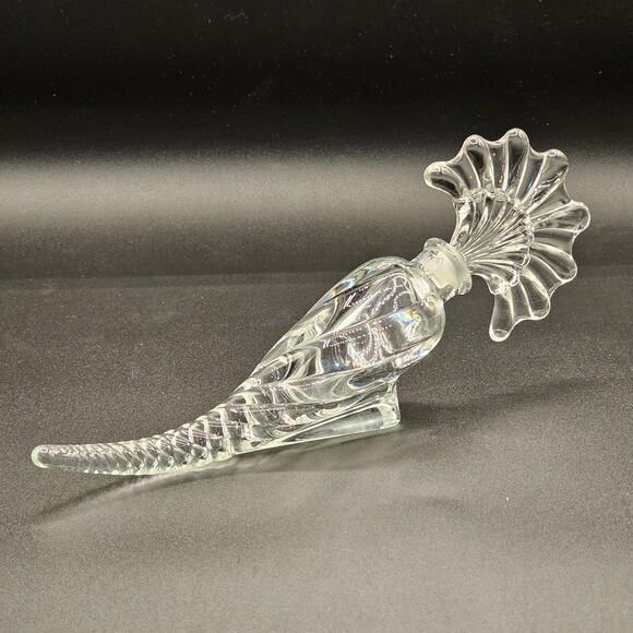 Elegant Vintage Glass Vanity Bottle with Cornucopia Swirl and Fan Stopper - Picture 6 of 7